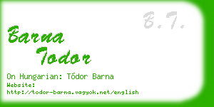 barna todor business card